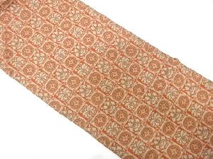 市松に七宝・花更紗模様織り出し　名古屋帯